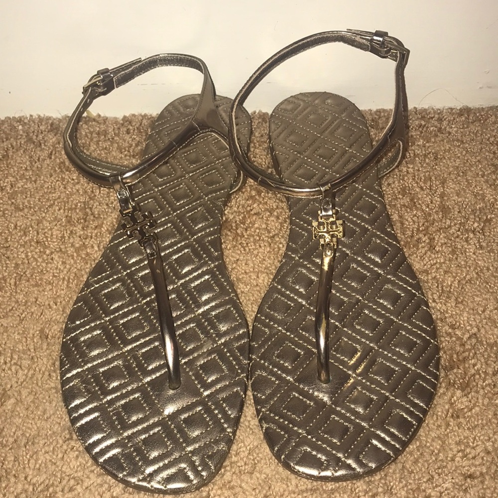 Tory Burch Quilted Gold Sandals